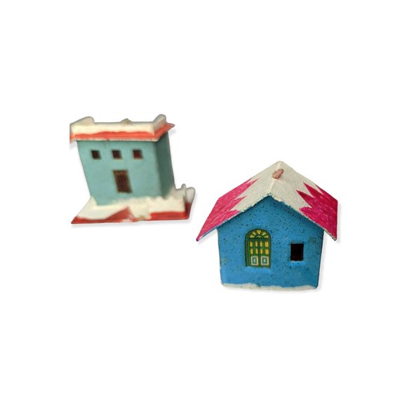 Vintage Putz Paper Mache Cardboard Houses Christmas - Picture 5 of 10